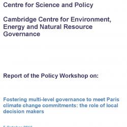 Multi-level governance of climate change: C-EENRG/CSaP Policy Workshop, 20 October 2016