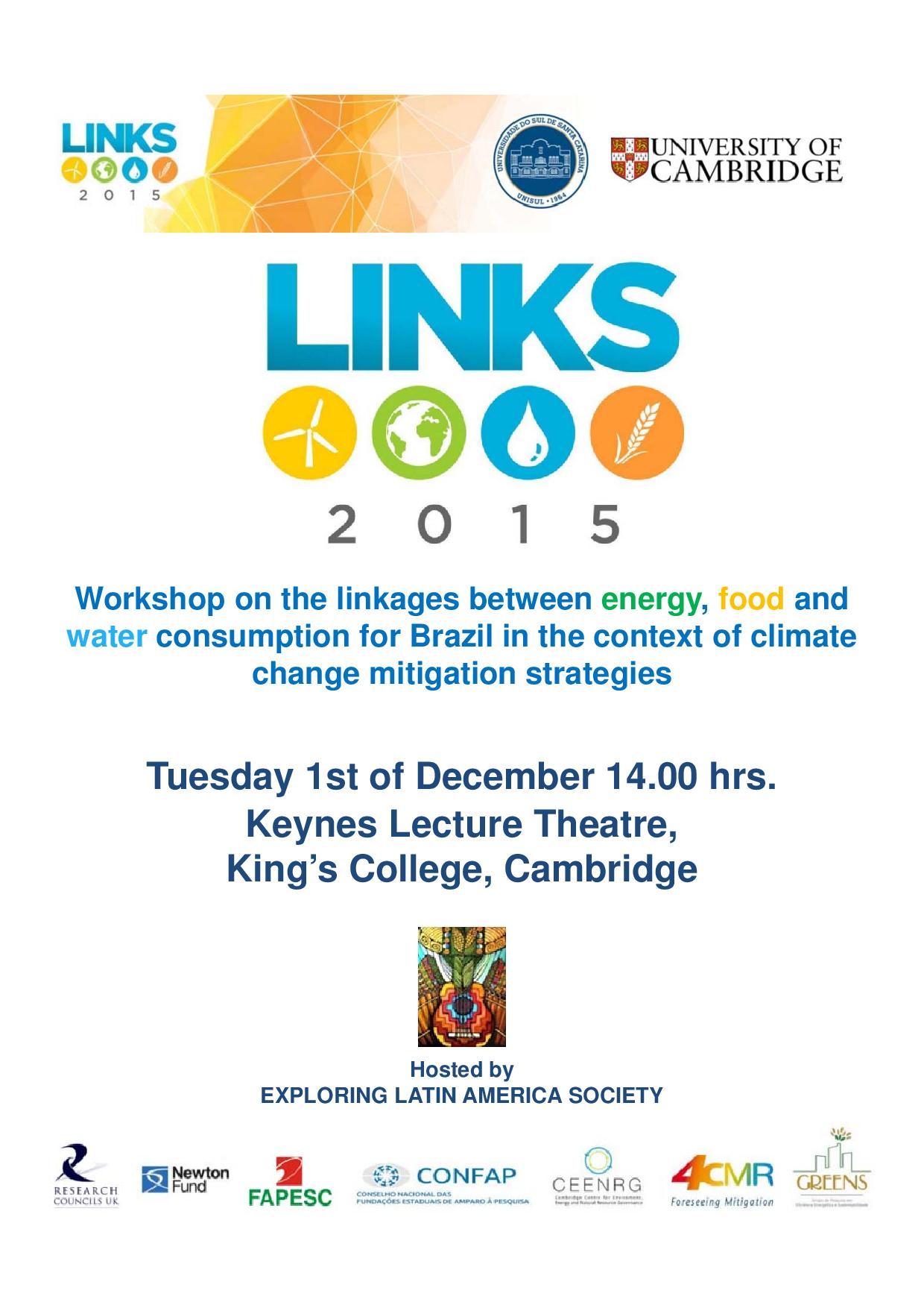 LINKS 2015: Workshop on the linkages between energy, food and water consumption for Brazil in the context of climate change mitigation strategies