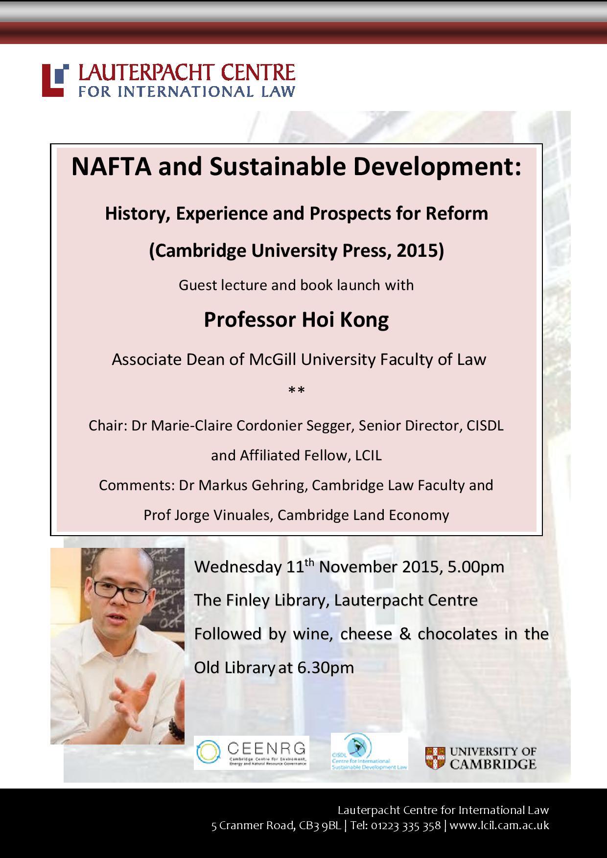 NAFTA and Sustainable Development:  History, Experience and Prospects for Reform - 5pm LCIL (5 Cranmer Rd) 11 Nov 2015